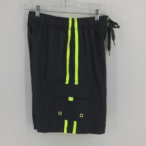 Op Grey Swim Trunk Board Short Neon Yellow